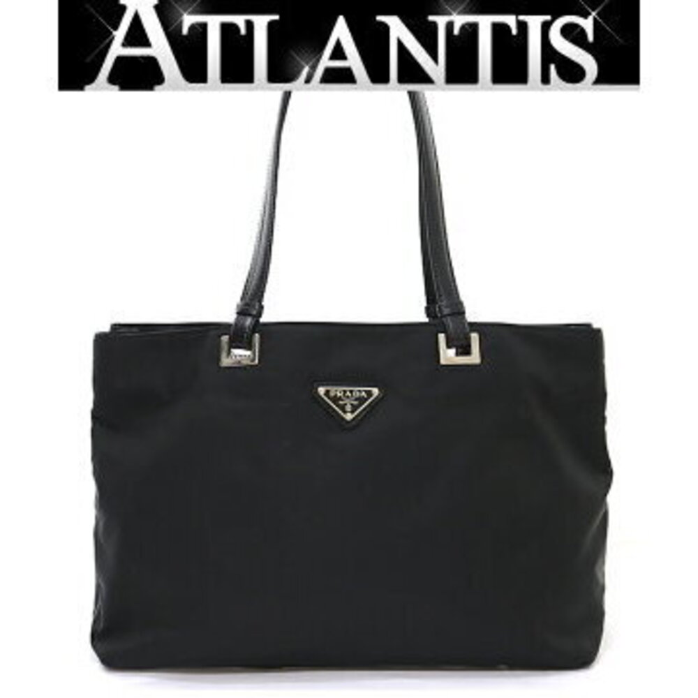 Prada Triangle Logo Tote Bag Black
